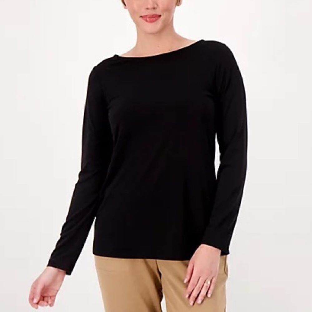 Susan Graver Modern Essentials Liquid Knit Bateau Neck Top
